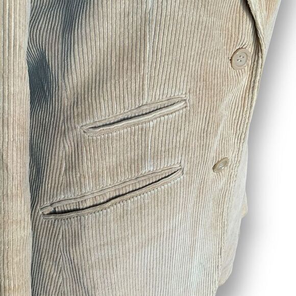 Vintage 80s Beige Tailored Corduroy Blazer Jacket Academia Preppy 10 - Picture 3 of 10